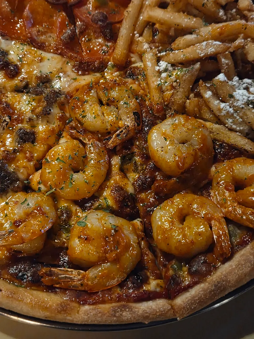 Shrimp Gangster topped with buttered shrimp