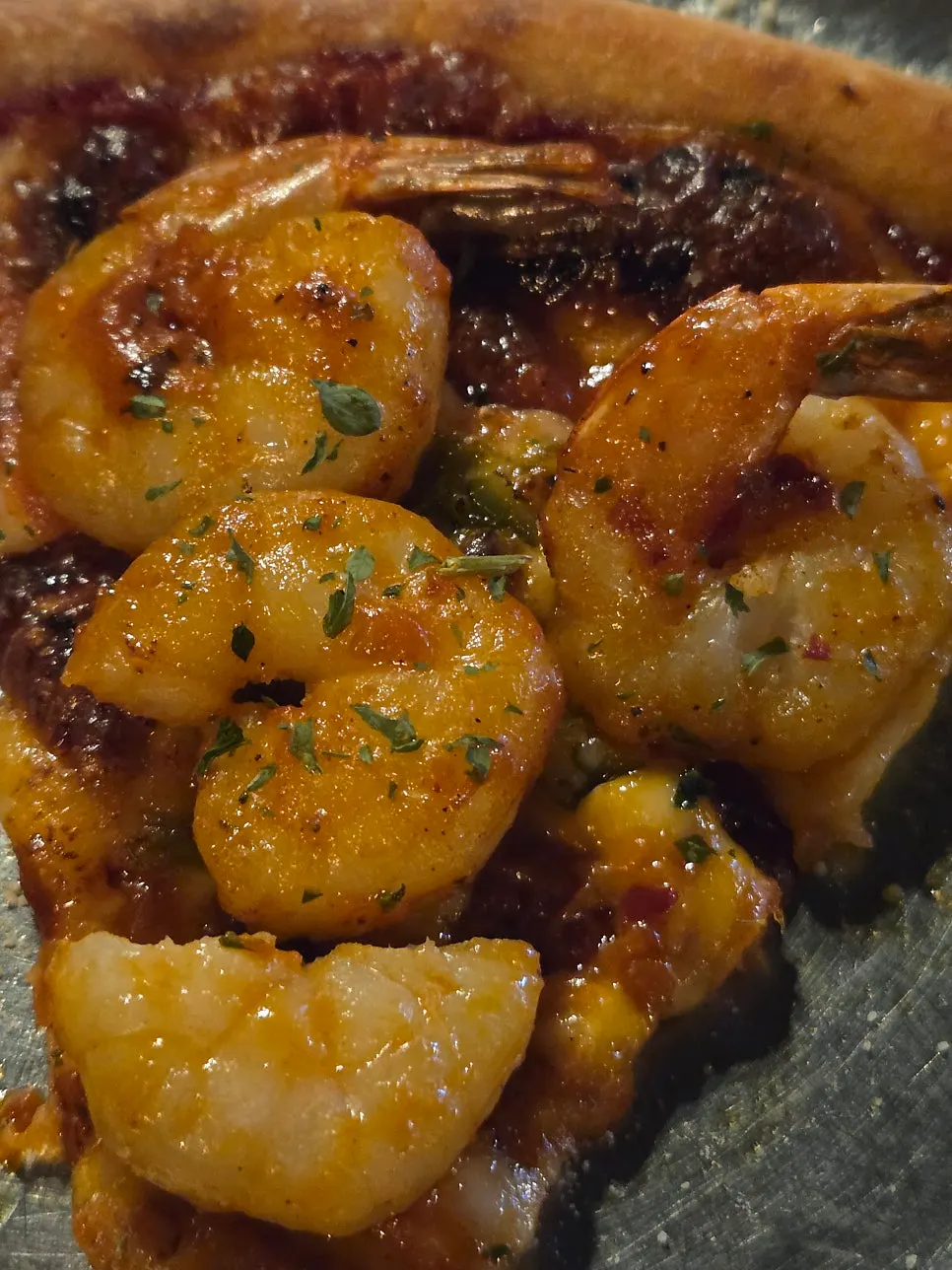 Shrimp Gangster slice with large shrimp topping