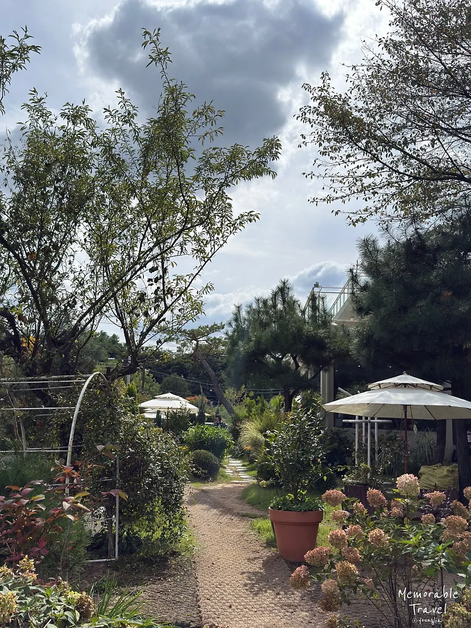 Outdoor terrace seating in the garden