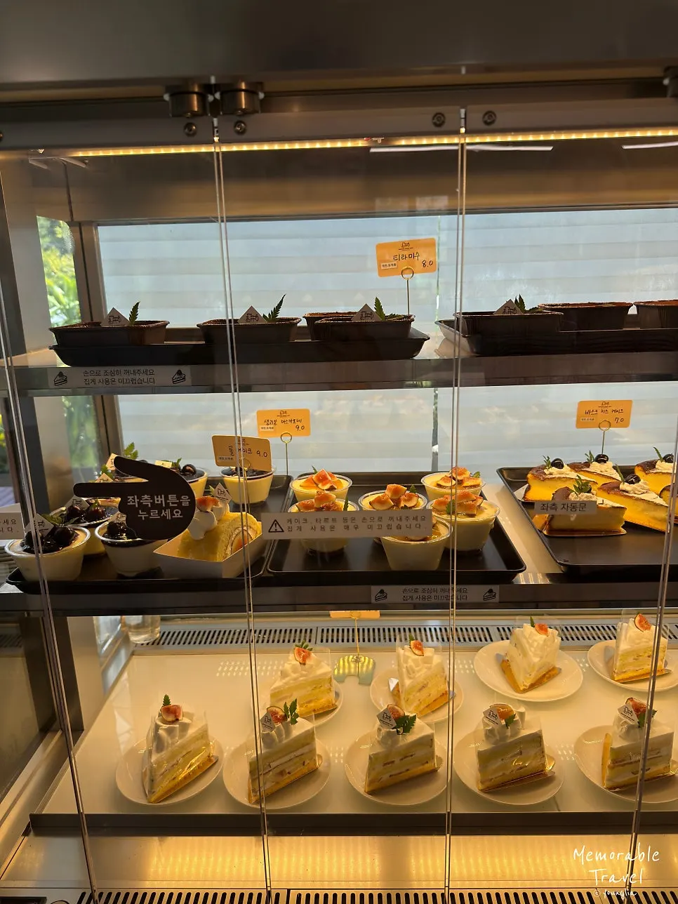 Baked goods in the glass display case