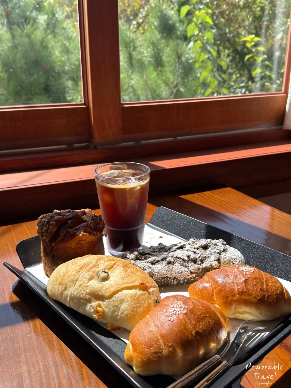 Walnut mocha, olive ciabatta, salt bread, and ink crumble