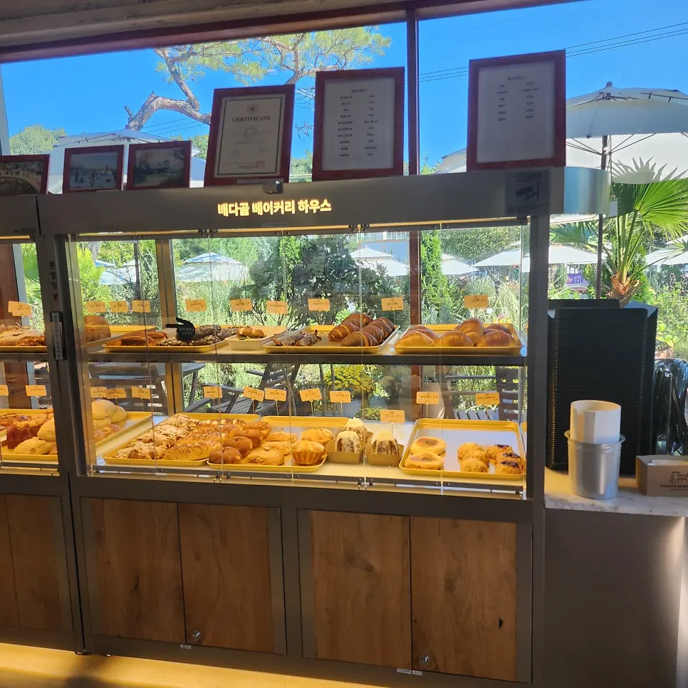 Various breads on the first-floor bakery display