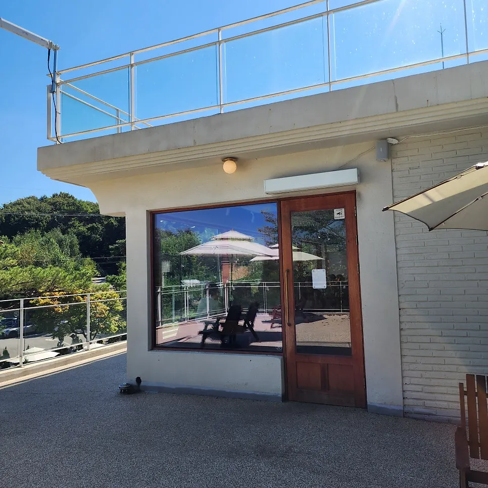 Entrance to the second-floor terrace at Baedagol Bakery House