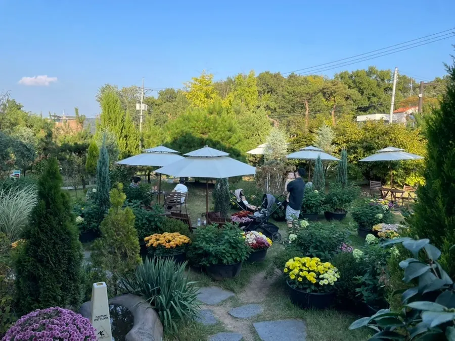 ベダゴルベーカリーハウスの庭園とカフェ全景