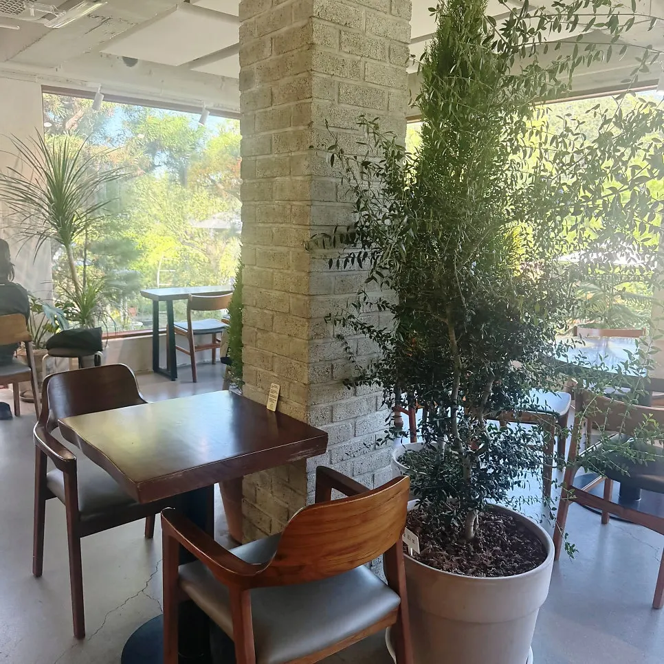Indoor seating with group tables and 4-seaters