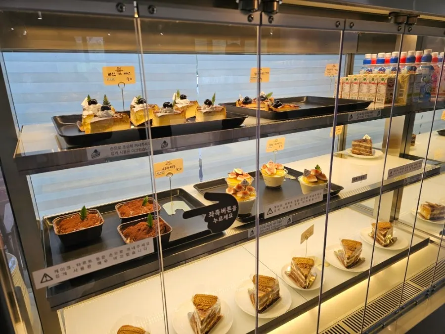 Baked goods stored inside the showcase case