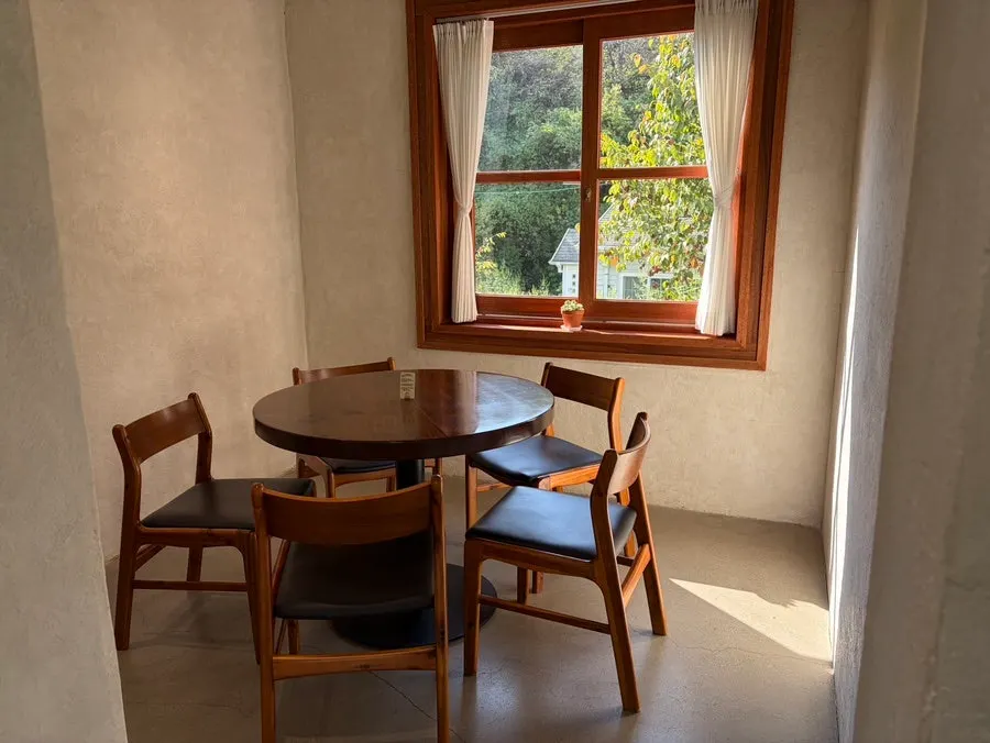 Cozy sunlit seating area