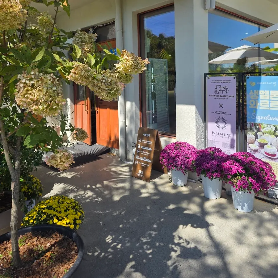 Closing view of the bakery café set in nature