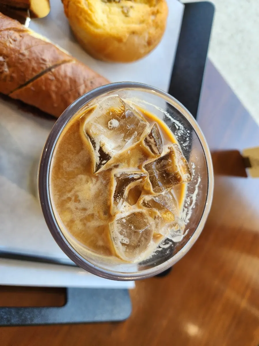 Bread and coffee set on a table