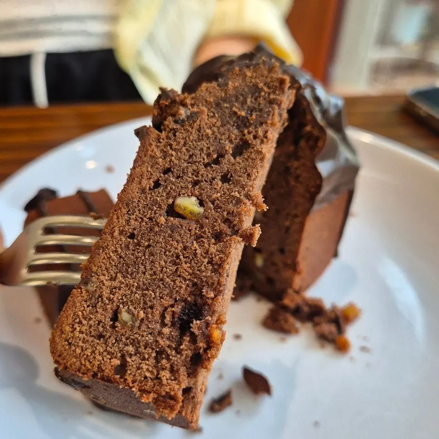 Chocolate pound cake studded with chocolate chips