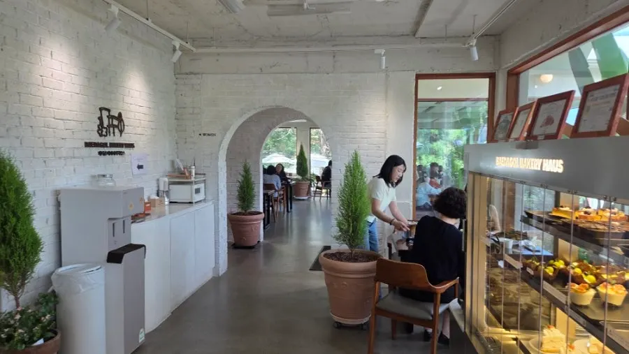 Garden and building view of Baedagol Bakery House