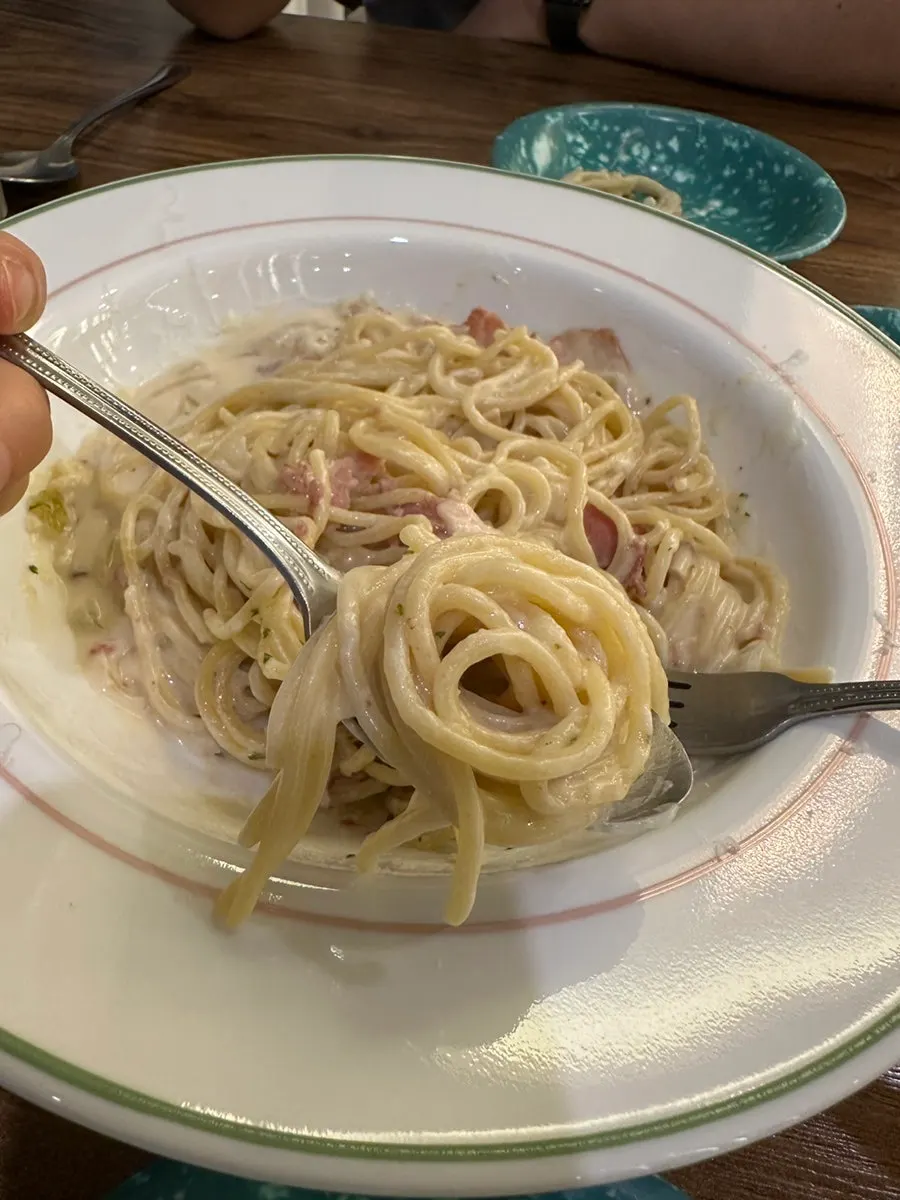 Bacon cream pasta components