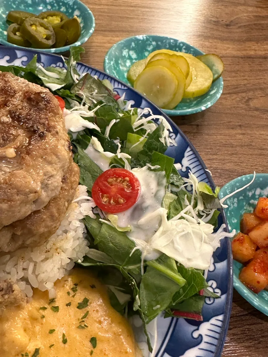 Two-hamburg-steak serving