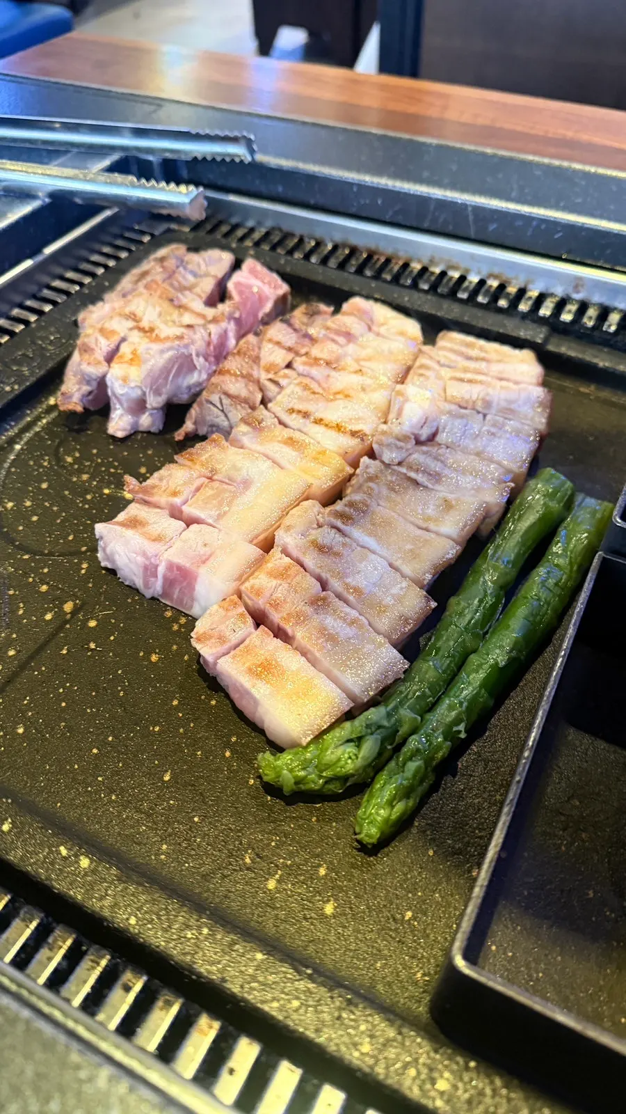 Marble Five-Layer Pork Belly Set on the grill