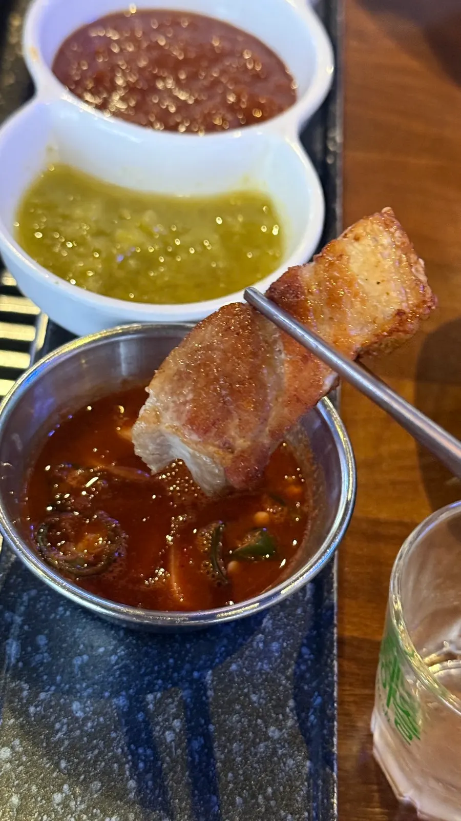 Five-layer pork belly wrap with onion