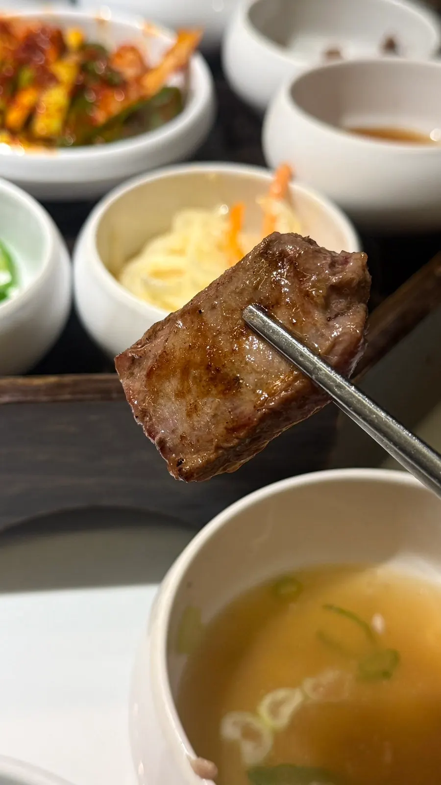 Fresh minari and pork combination