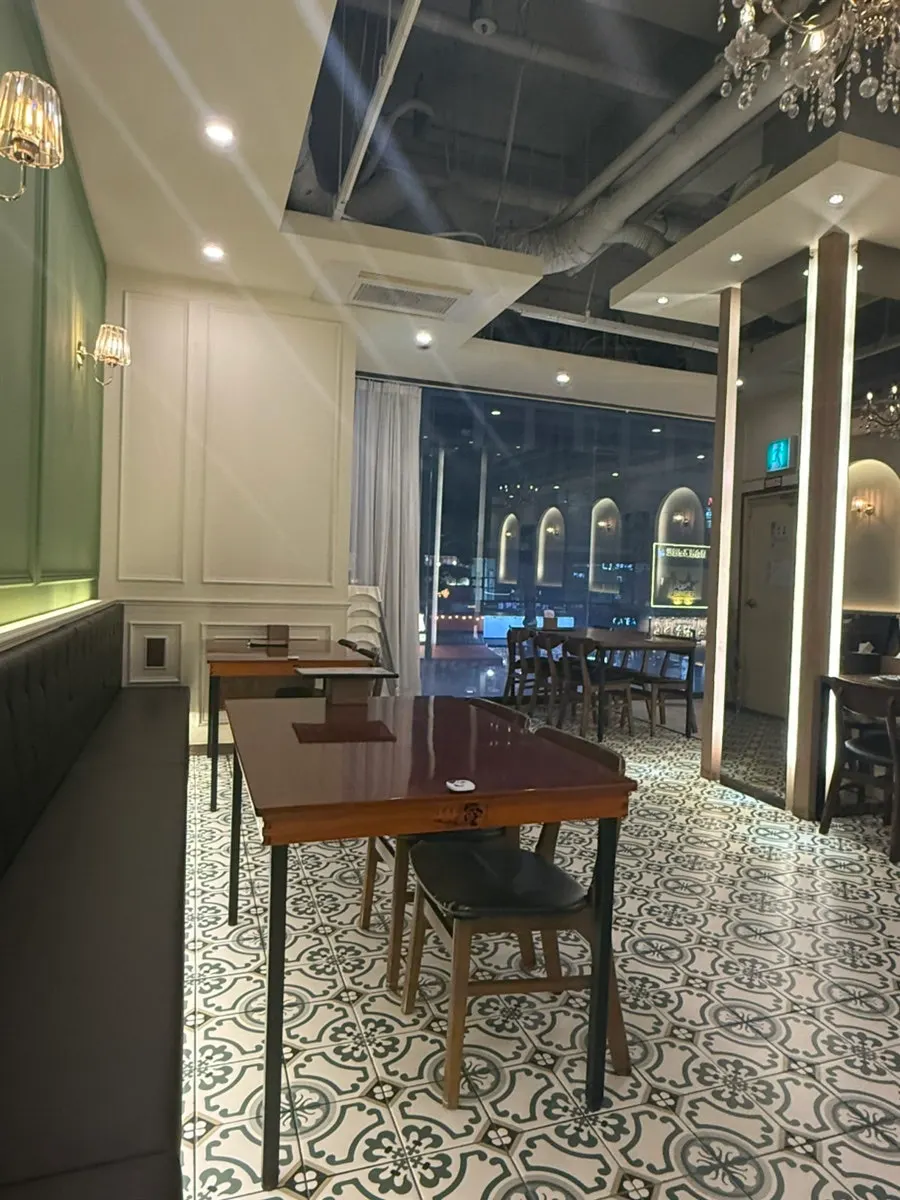 Neat restaurant interior with atmospheric lighting