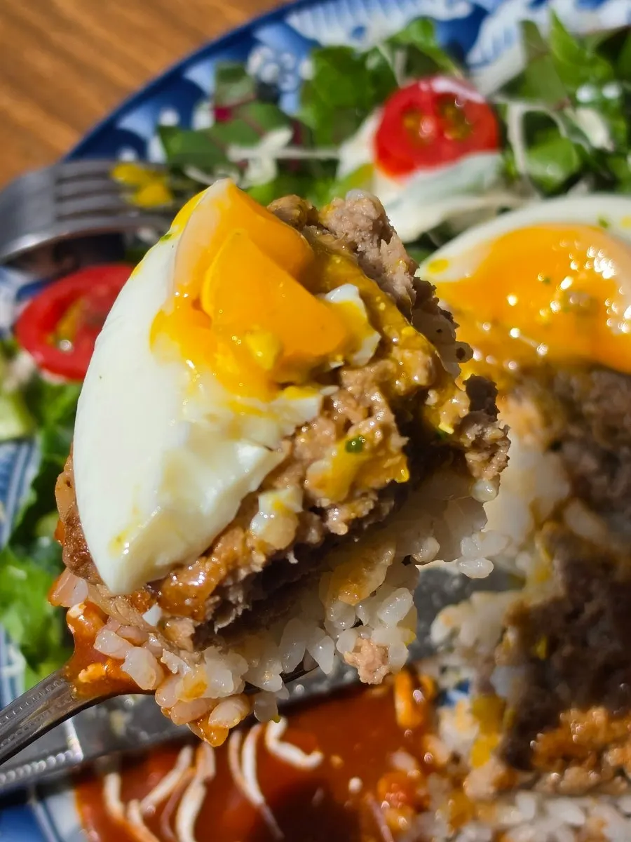 Handmade hamburg steak with special sauce