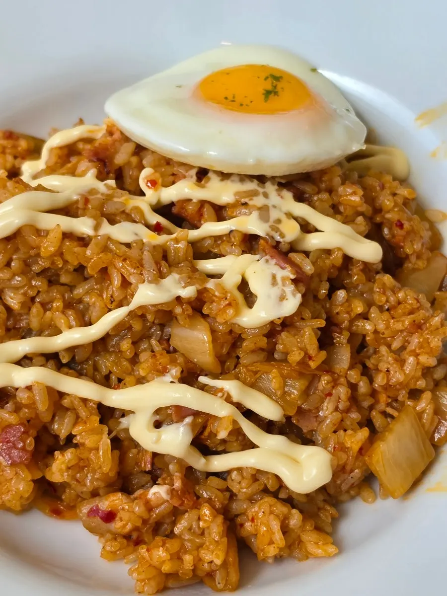 Kimchi fried rice shared with a child