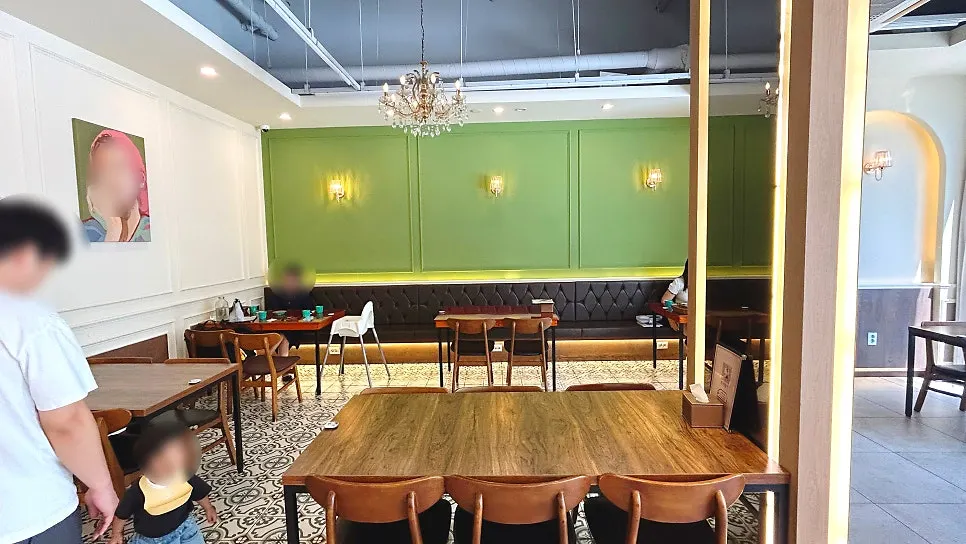 Restaurant seating under warm lighting