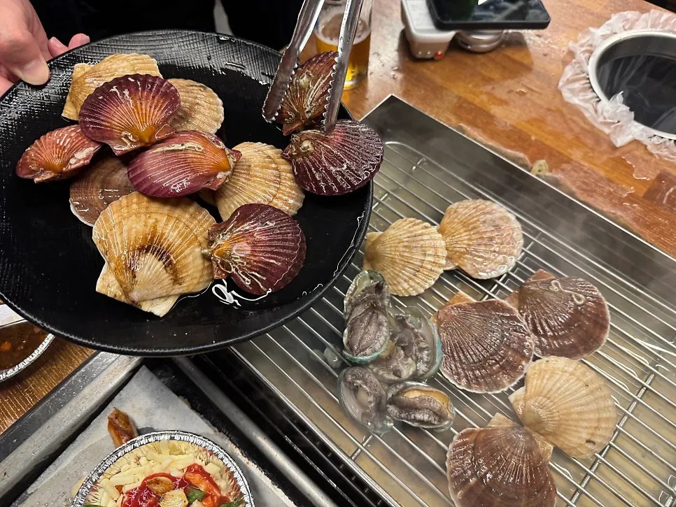 Complete spread for a steamed shellfish meal