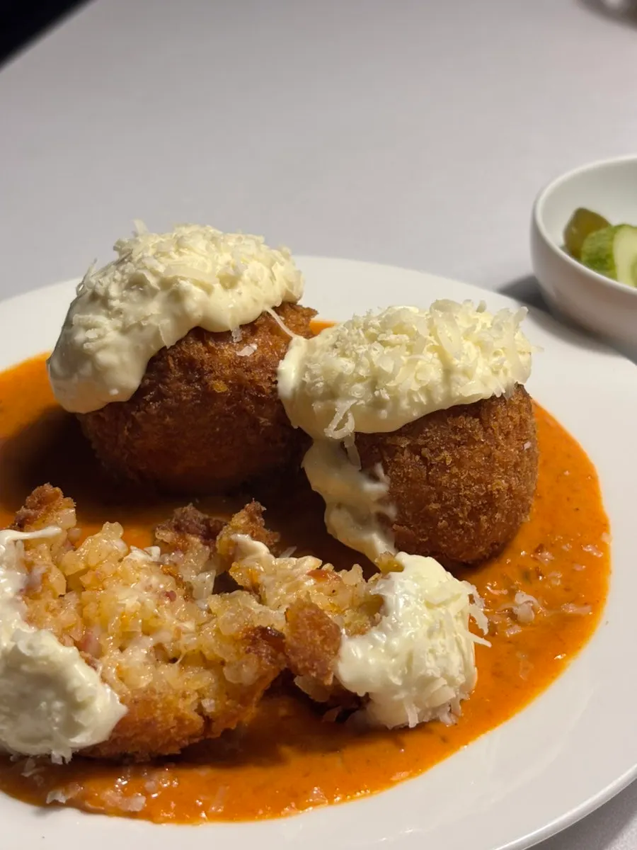 Arancini with spicy sauce