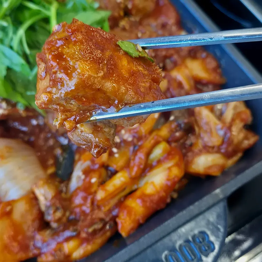 Spicy braised pork ribs served warm