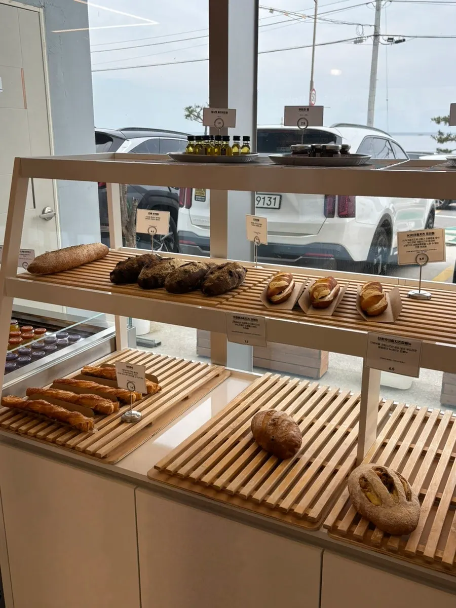 Bakery corner with a wide variety of breads on display