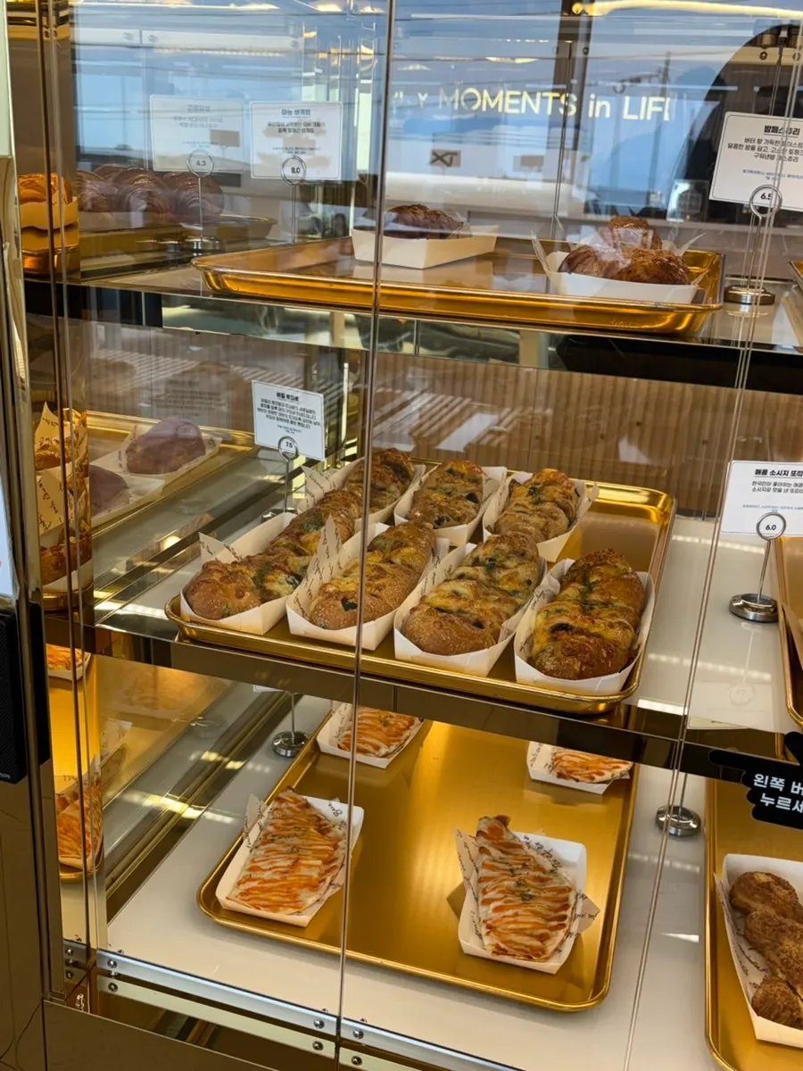 Bread selection at the Baegya Coffee bakery display