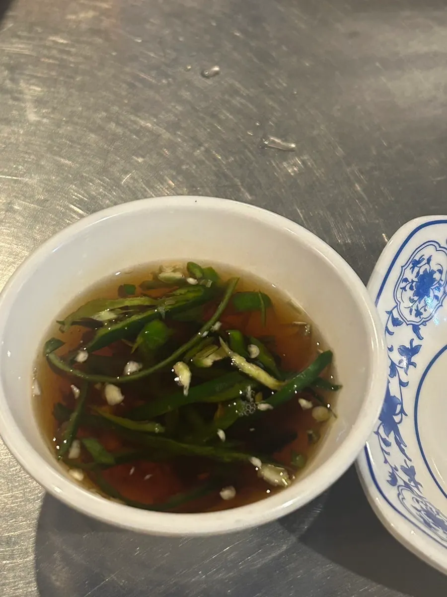 Plate of dipping sauce for the grilled meat