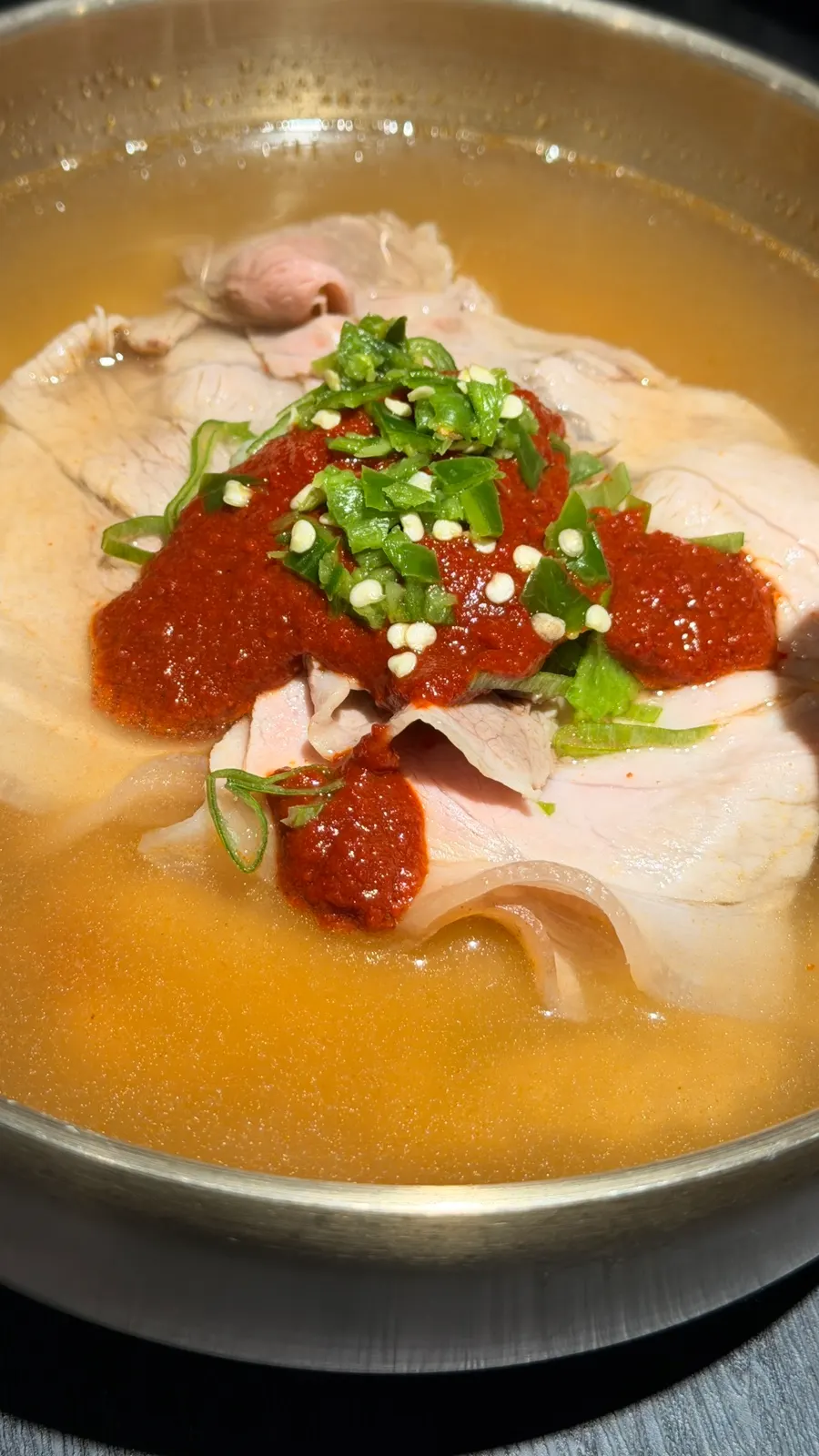 Pork gomtang topped with domestic sow foreleg meat