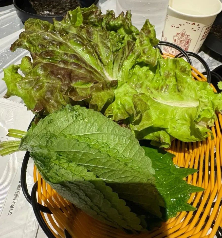 Basic side dishes set out before the meat arrives