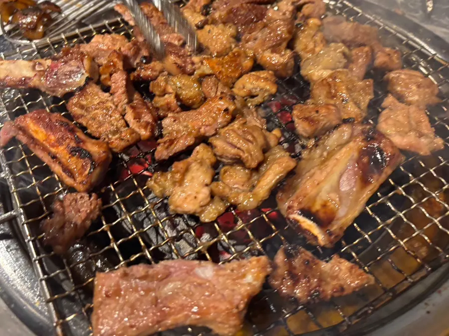 Pork skin placed on the grill
