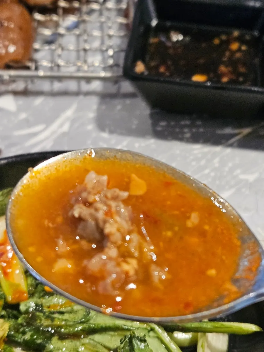 간고기가 들어간 된장찌개와 밥