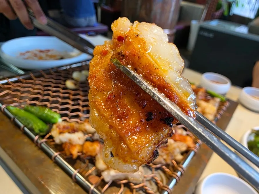 Daechang grilled over charcoal