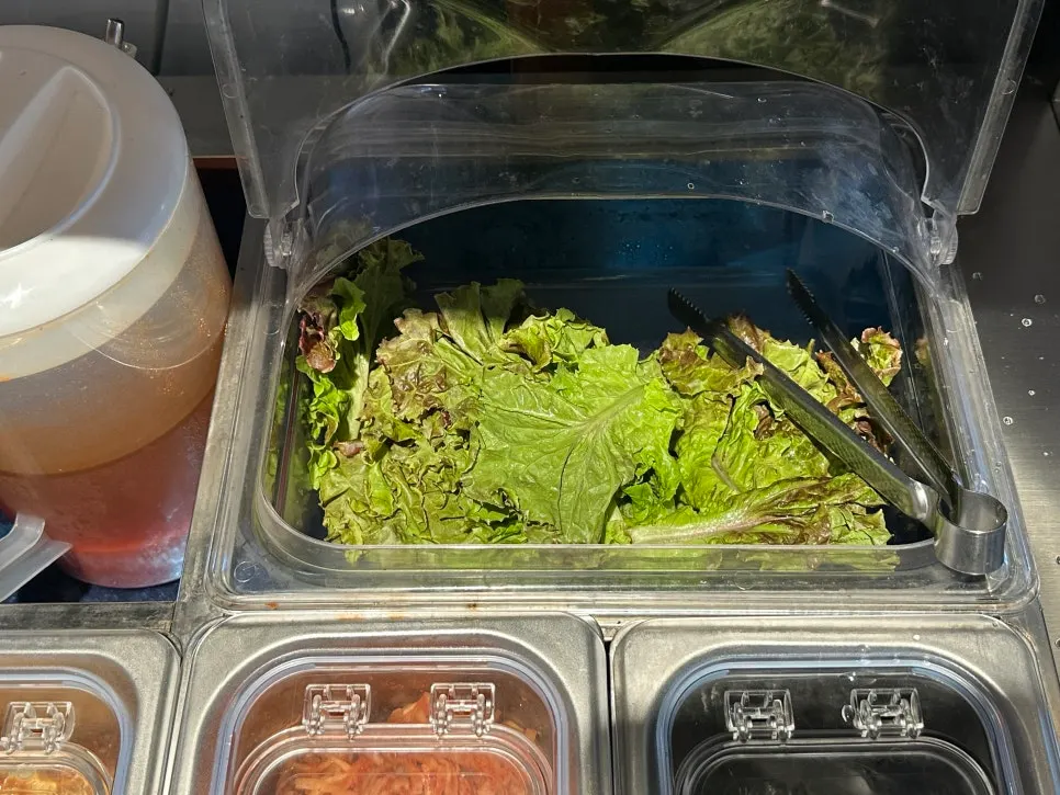 Self-bar with lettuce wraps and side dishes