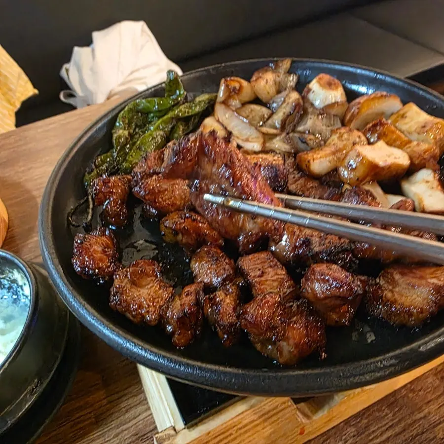 Marinated pork grilled to just the right doneness