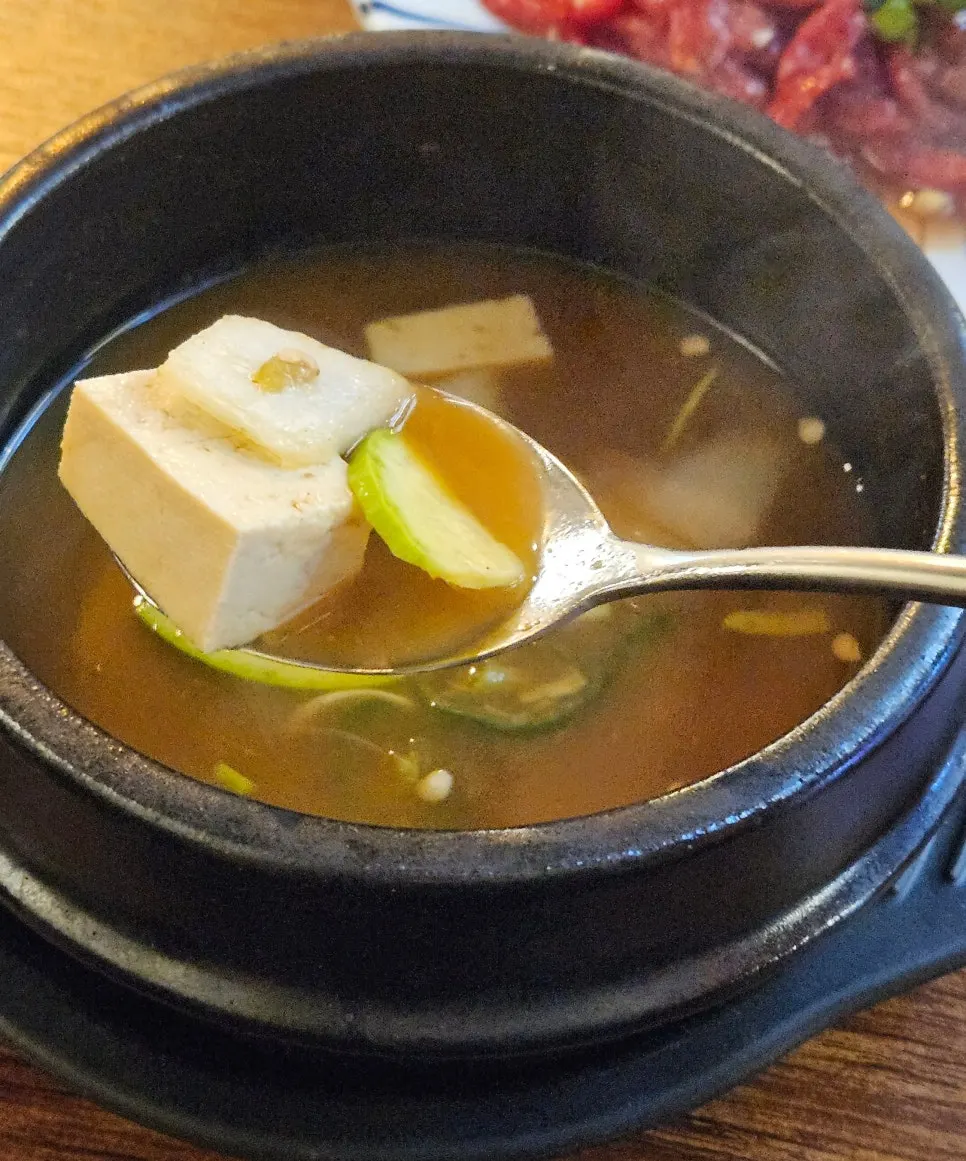 Basic doenjang jjigae with zucchini and tofu