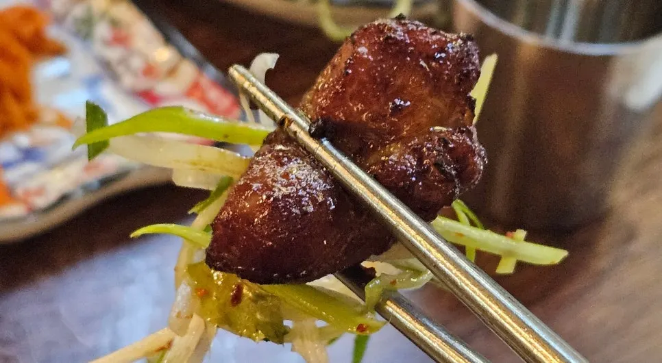 Marinated pork paired with side dishes