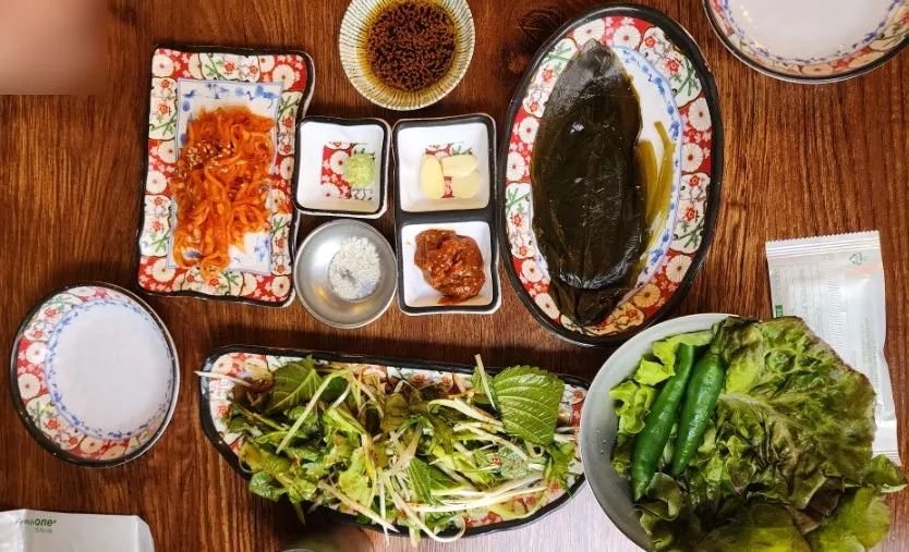 Side dish spread from the set menu