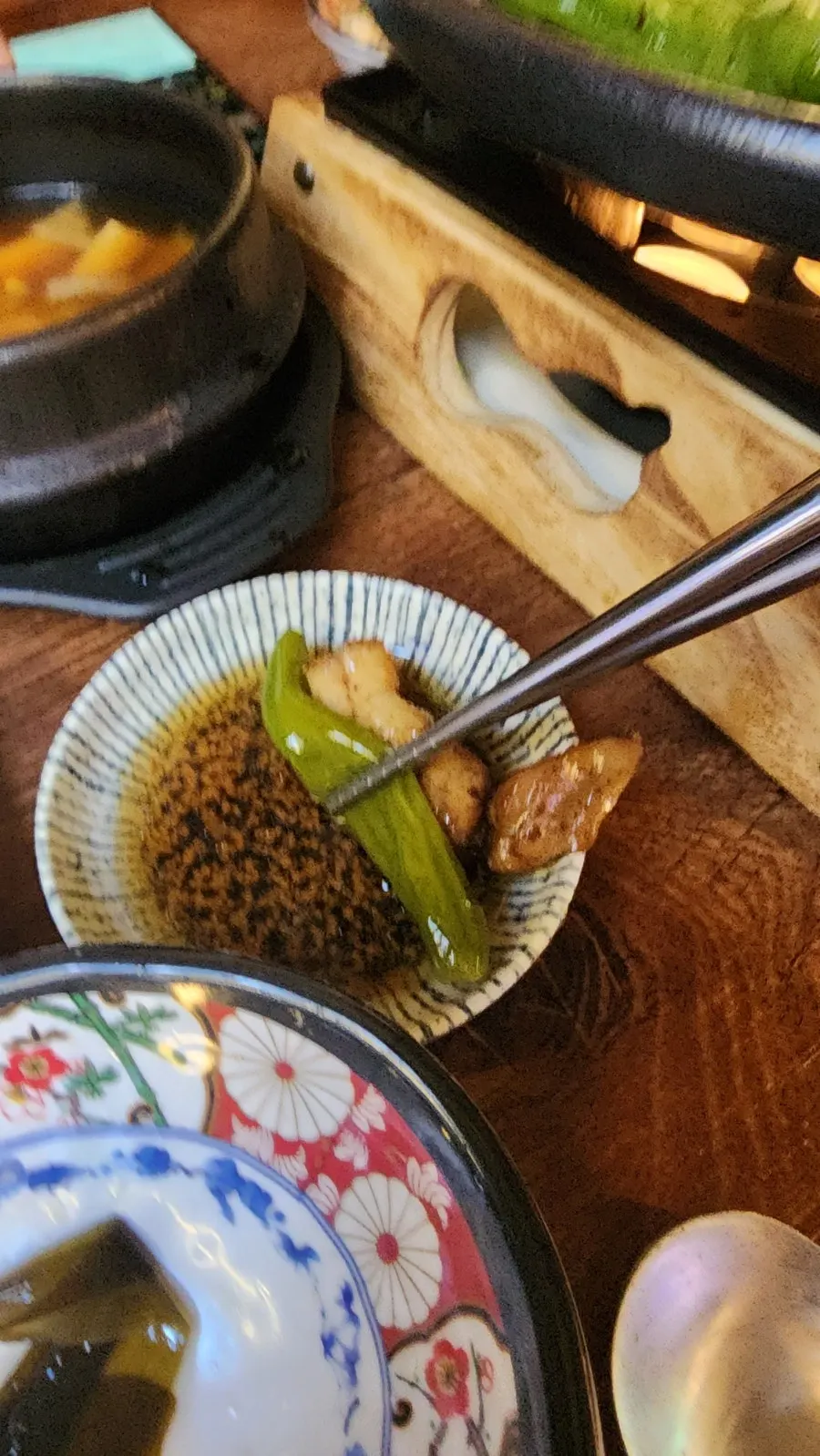 Plate of samgyeopsal grilled with mushrooms