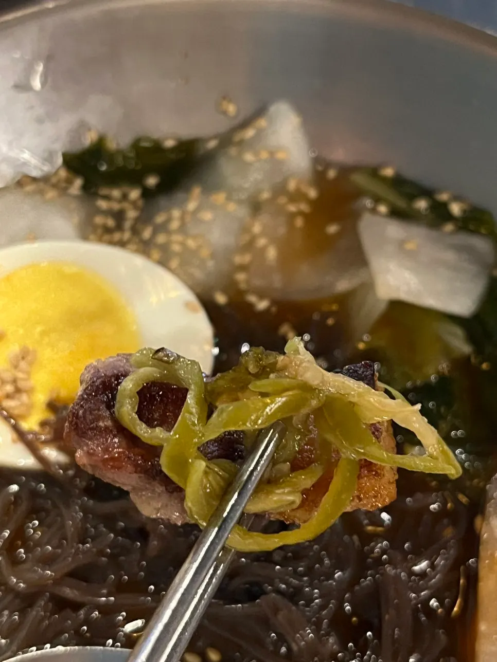 Aged kimchi and pork banchan