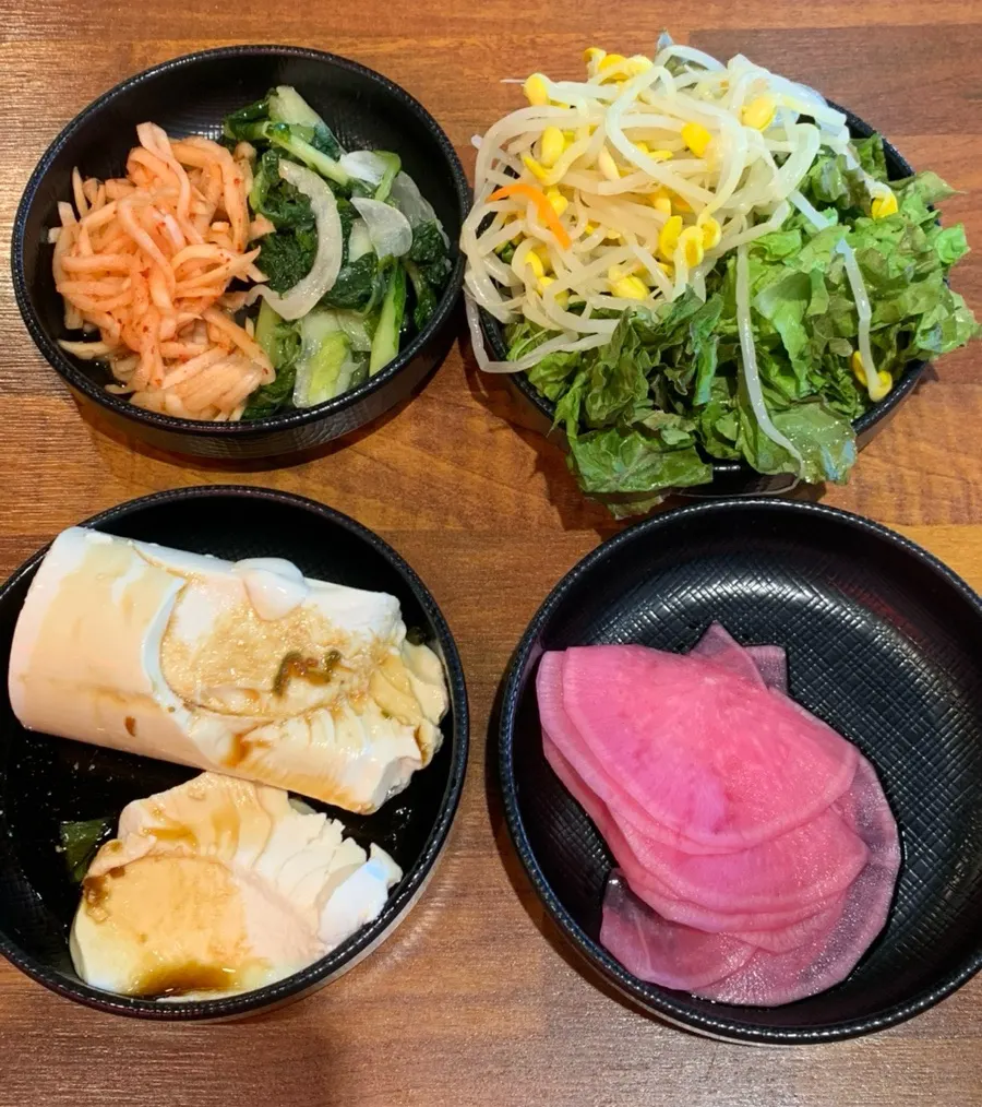 Vegetables and radish salad from the self-service bar