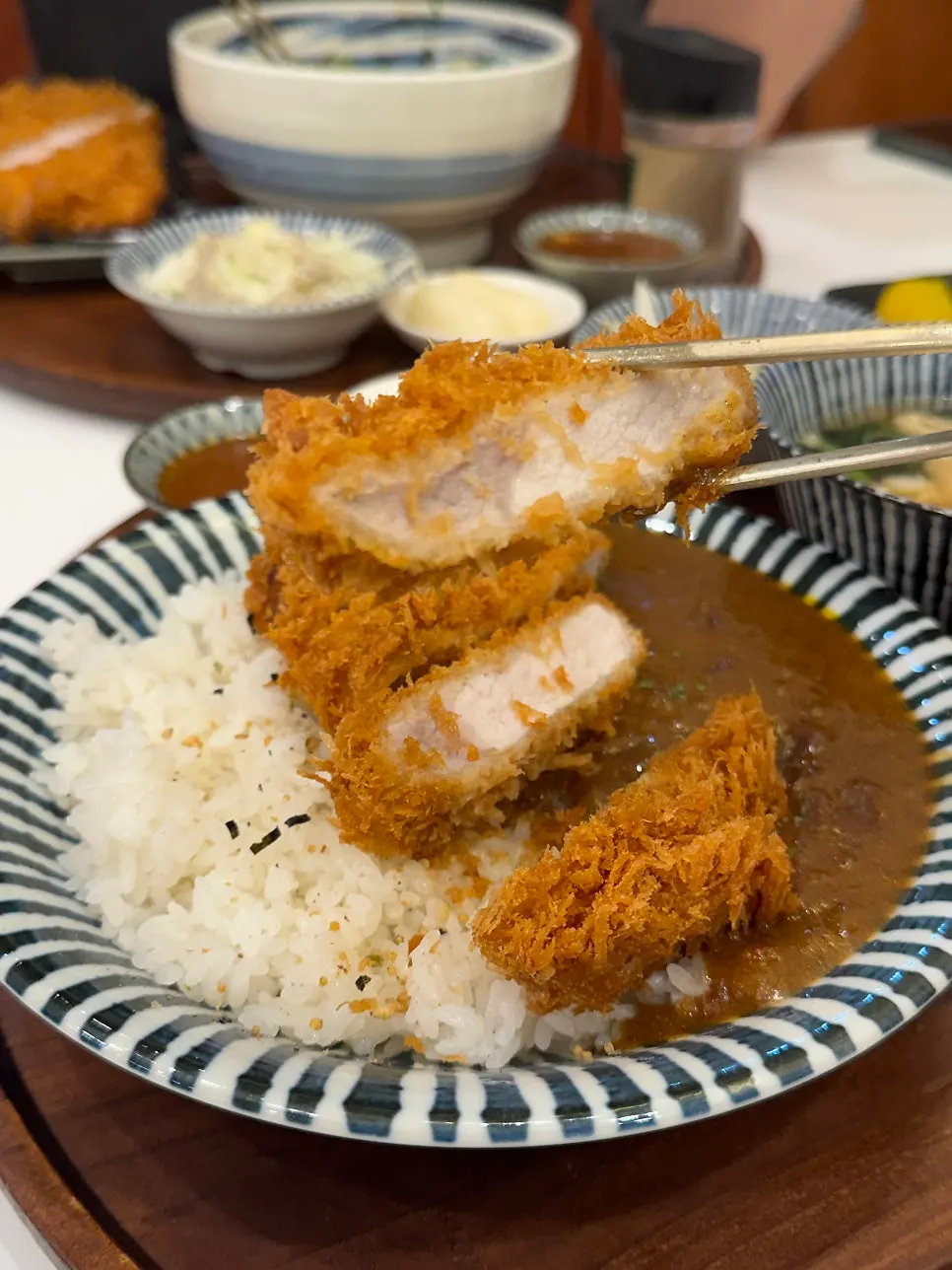 Cross-section of a crispy tonkatsu