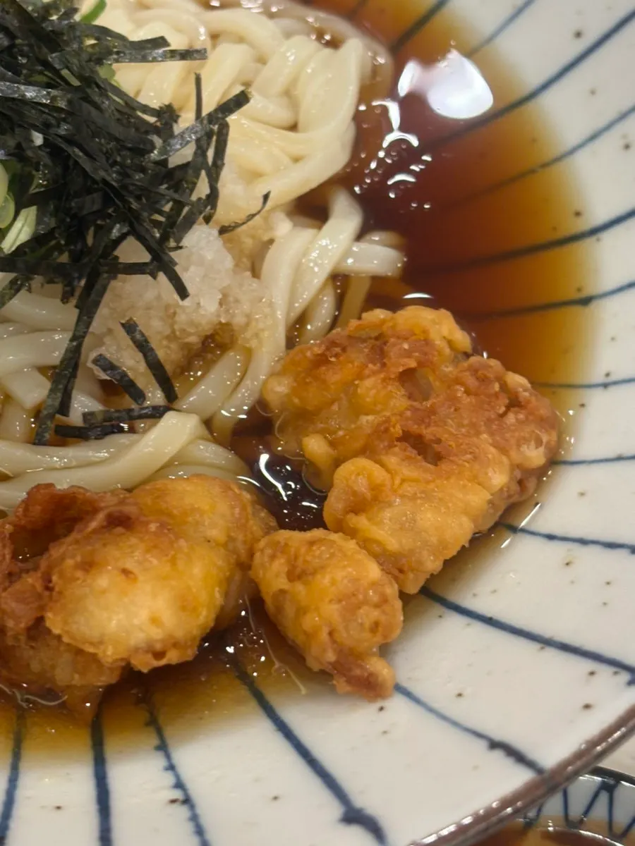 Bukkake udon noodles mixed with sauce