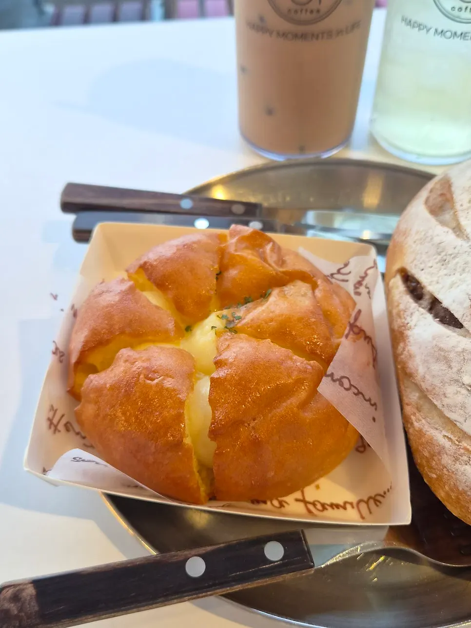 A slice of milk tank bread at Baegya Coffee