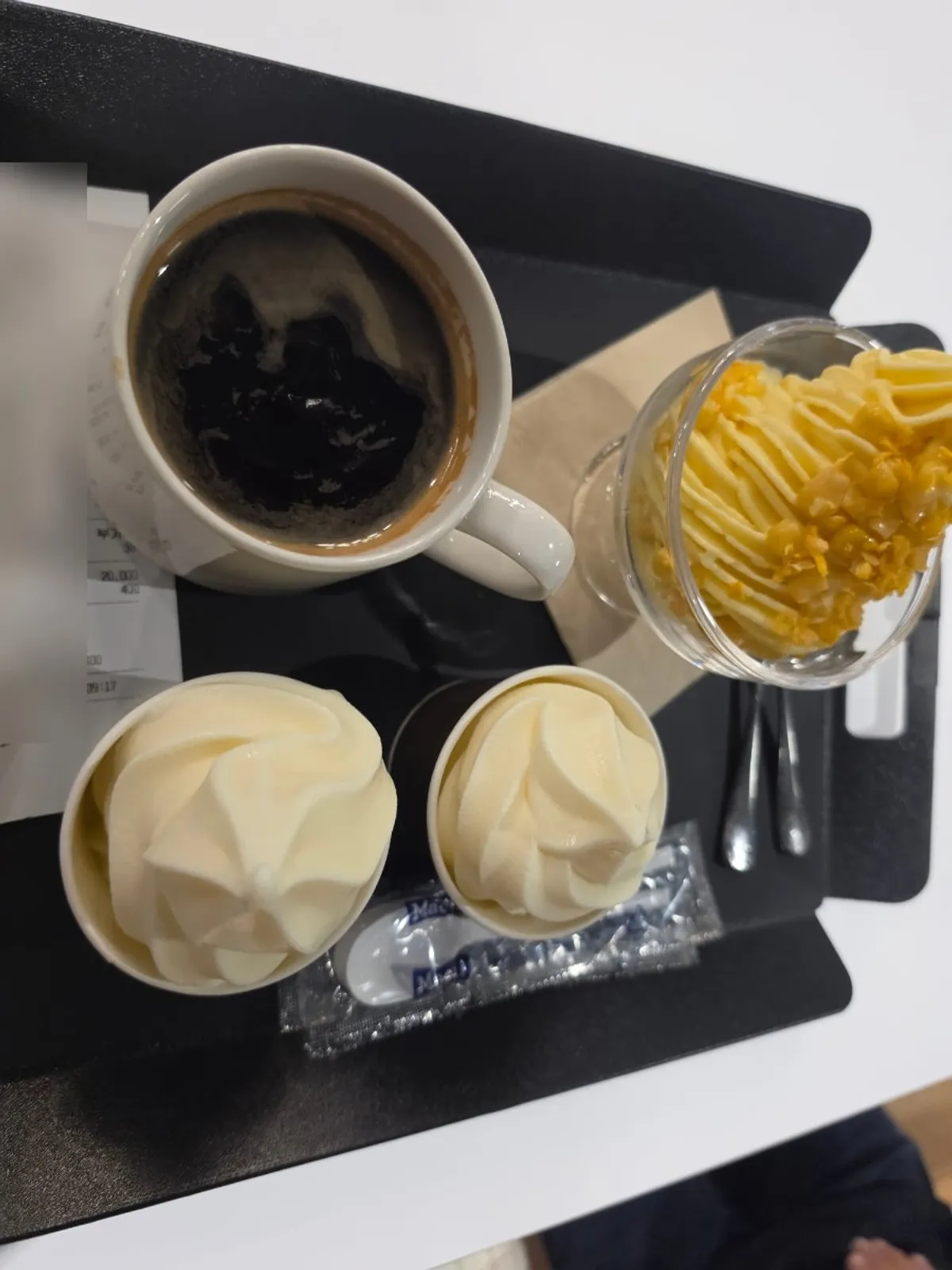 Ordered corn ice cream and Americano