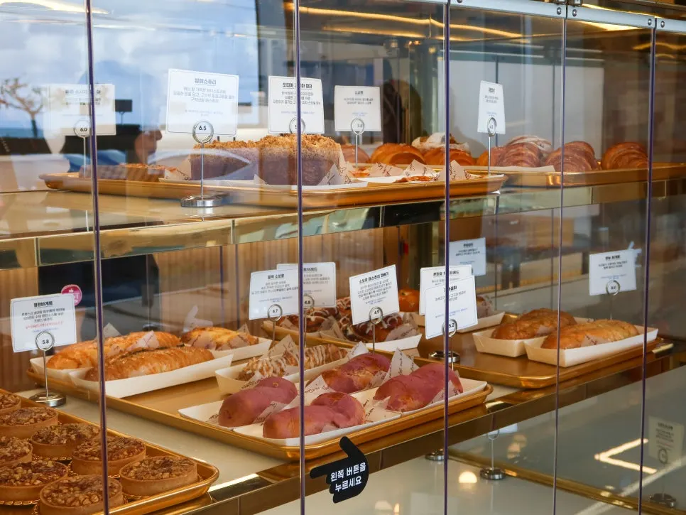 A variety of desserts in Baegya Coffee's bakery case