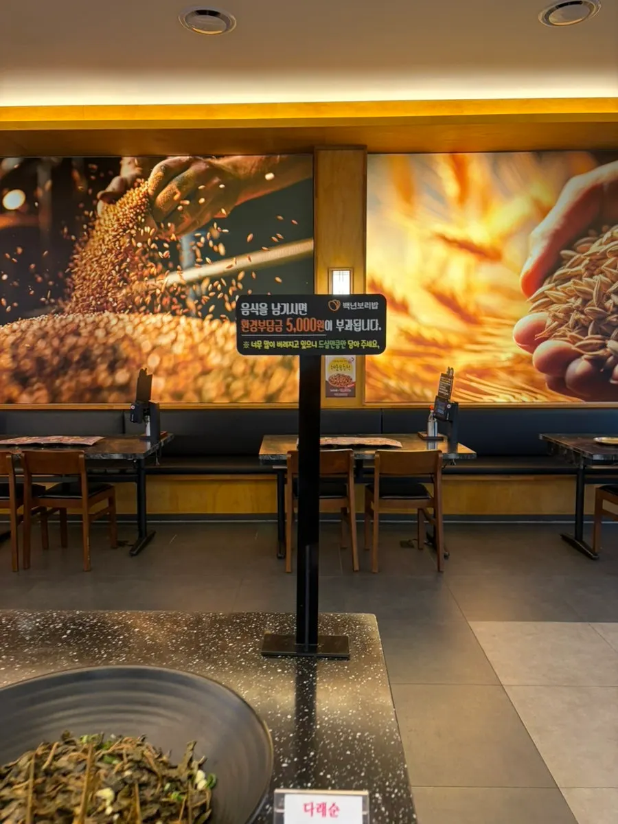 Neatly arranged self-serve banchan bar