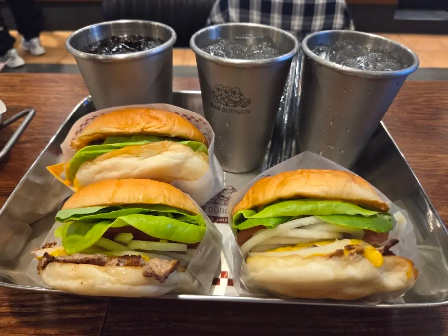 Draft craft beers served alongside burgers